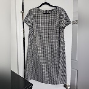 Brooks Brothers Black and White Checkered Midi Dress
